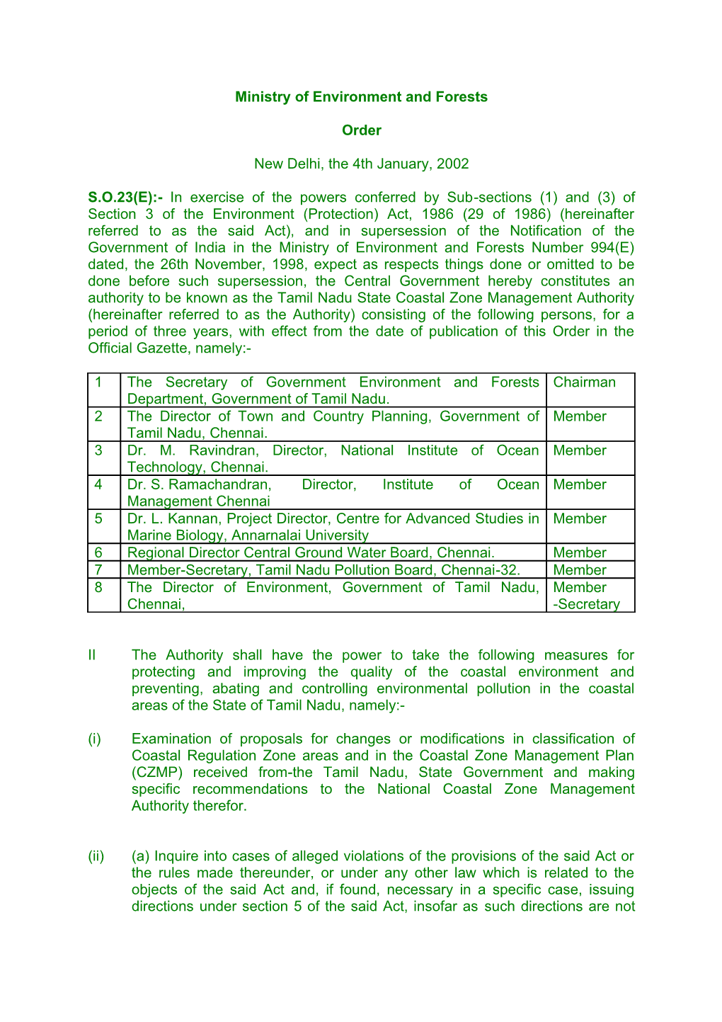 Ministry of Environment and Forests s2