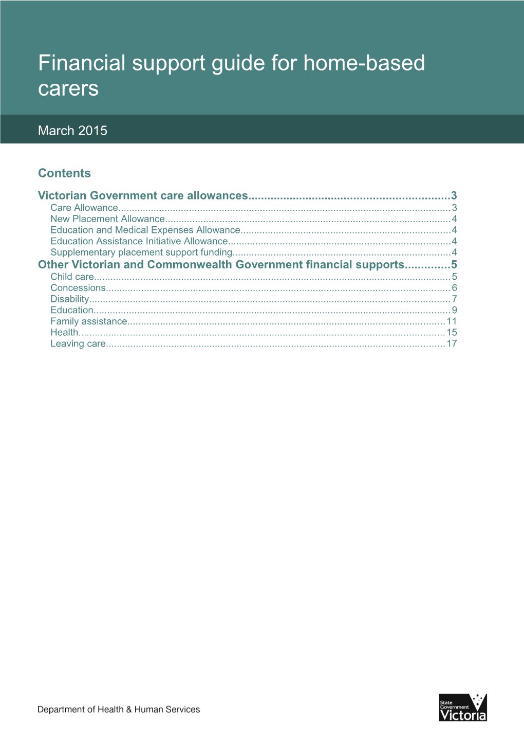 Financial Support Guide for Home-Based Carers