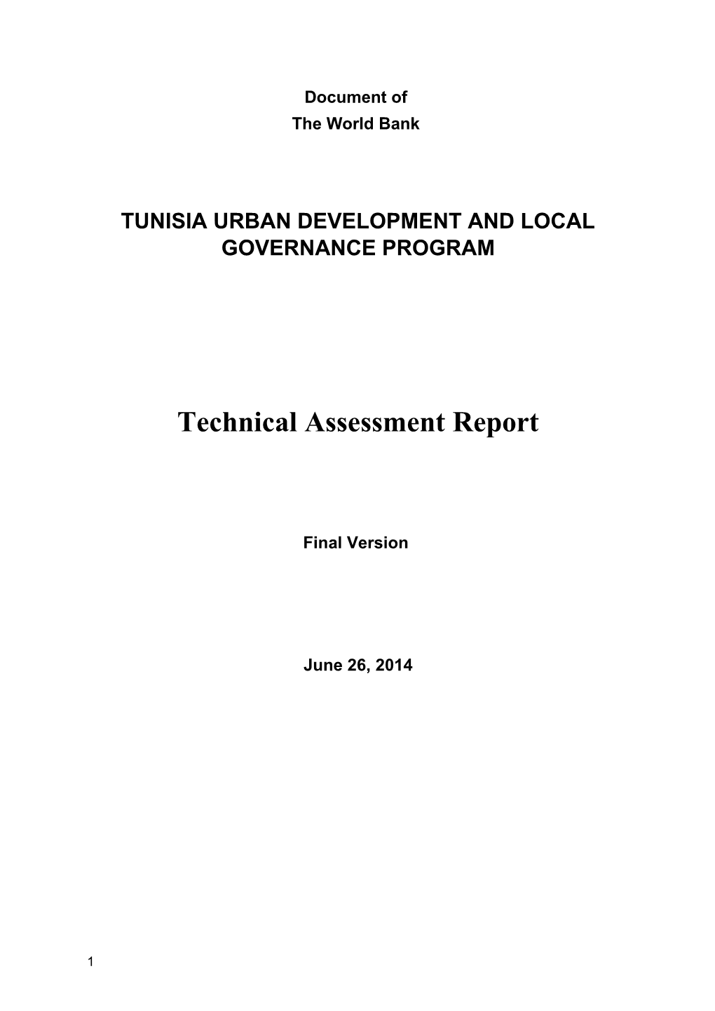 Tunisia Urban Development and Local Governance Program