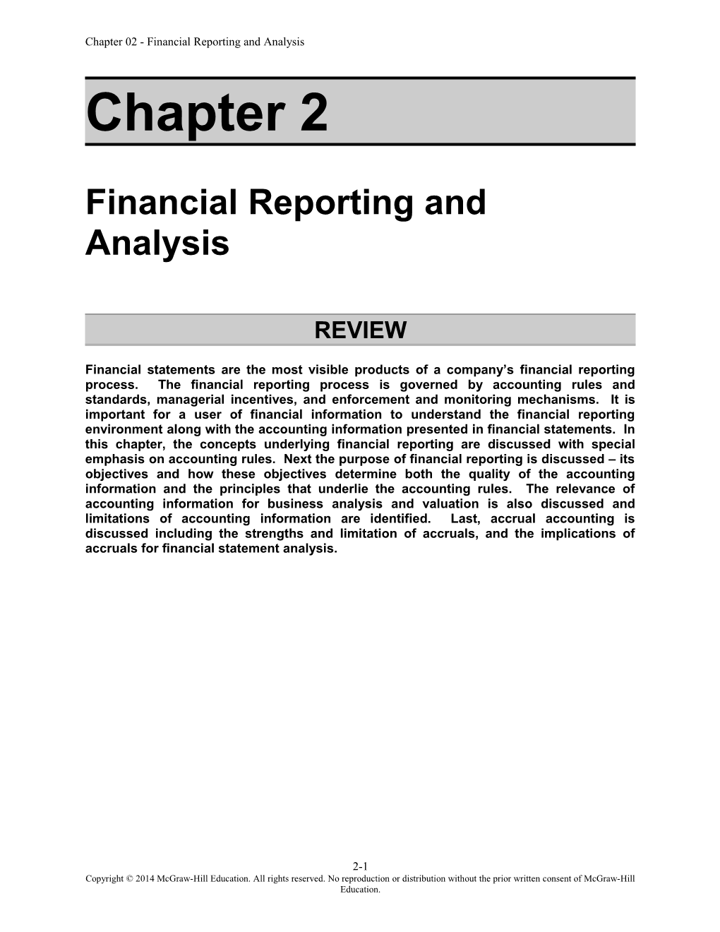 Chapter 02 - Financial Reporting and Analysis