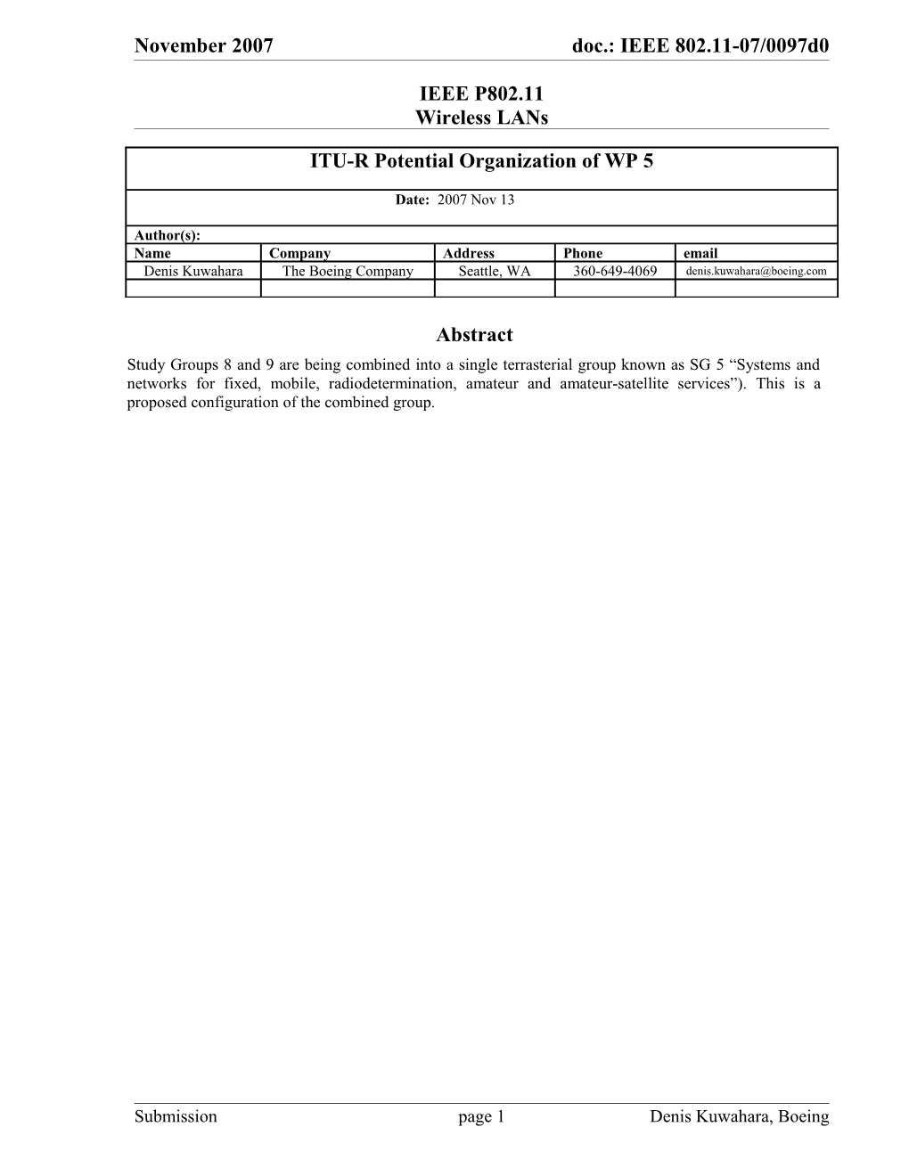 Resolution ITU-R 4-5 Structure of Radiocommunication Study Groups