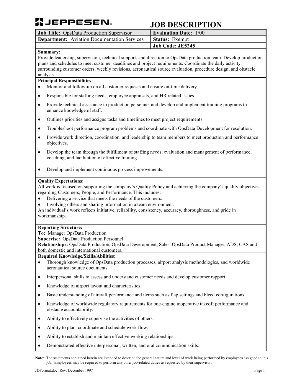 Education/Experience Requirements