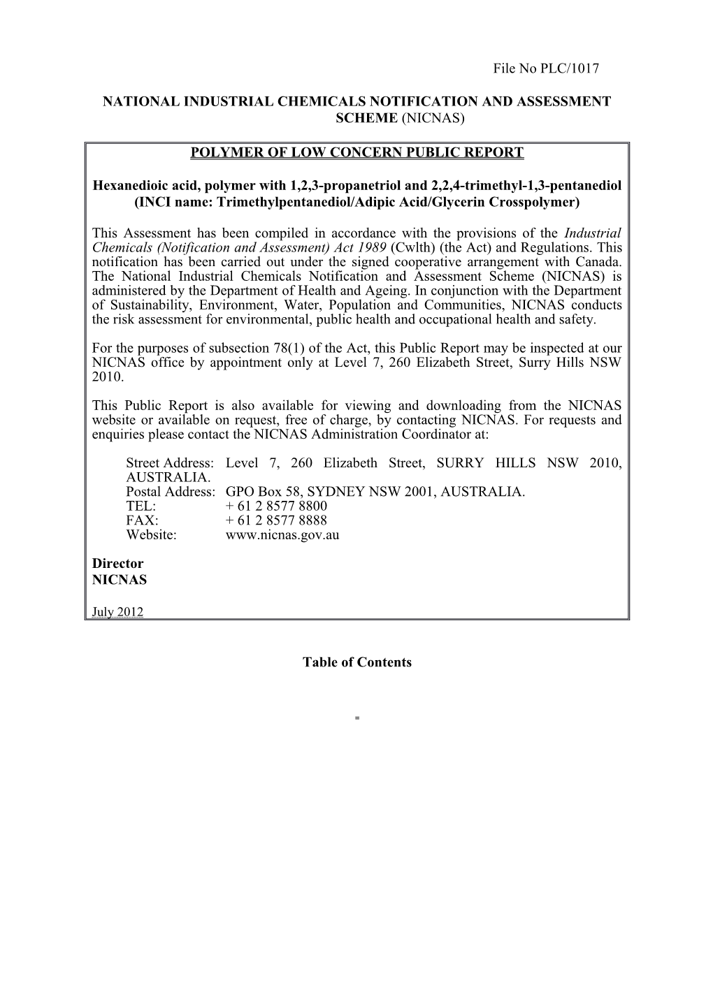 National Industrial Chemicals Notification and Assessment Scheme (Nicnas) s21