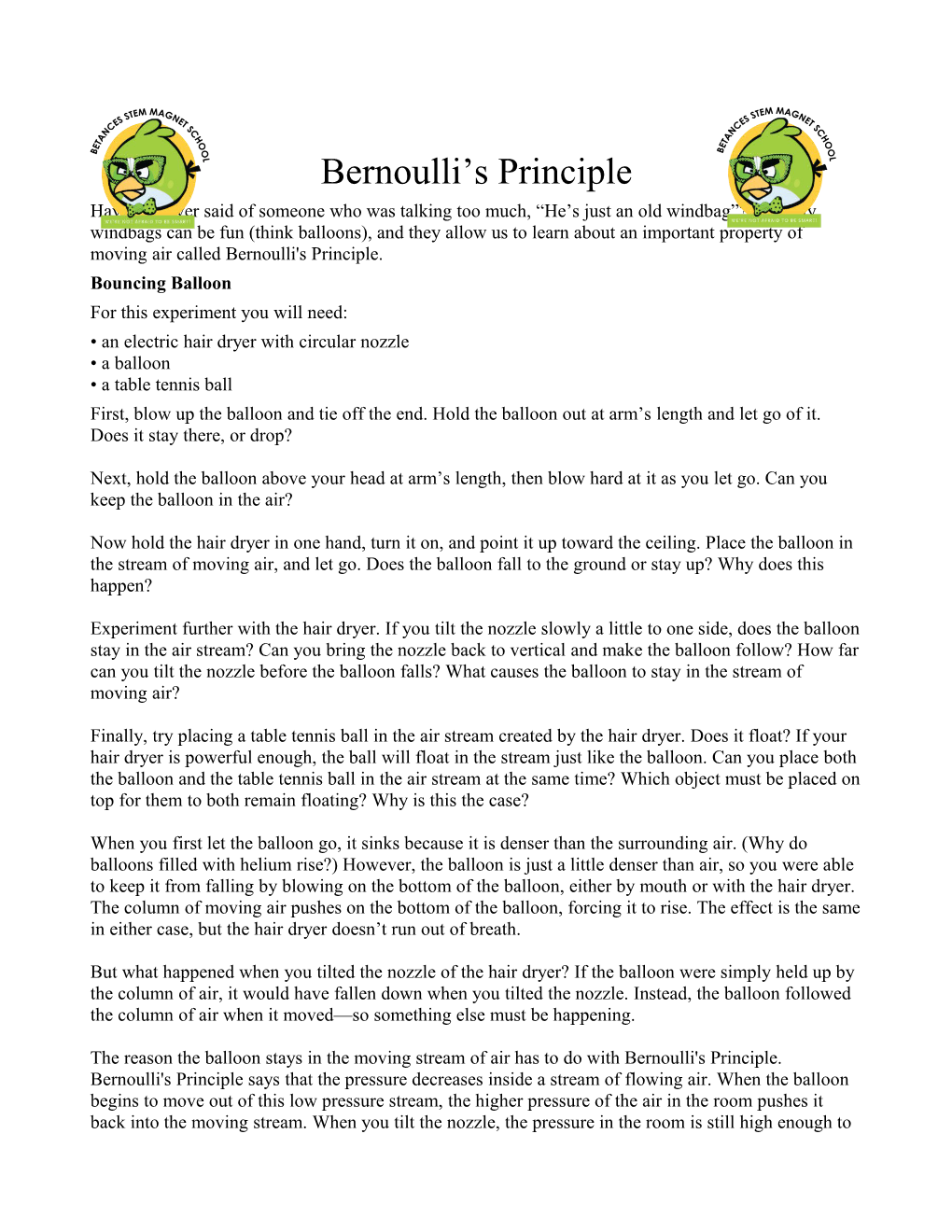 Bernoulli S Principle