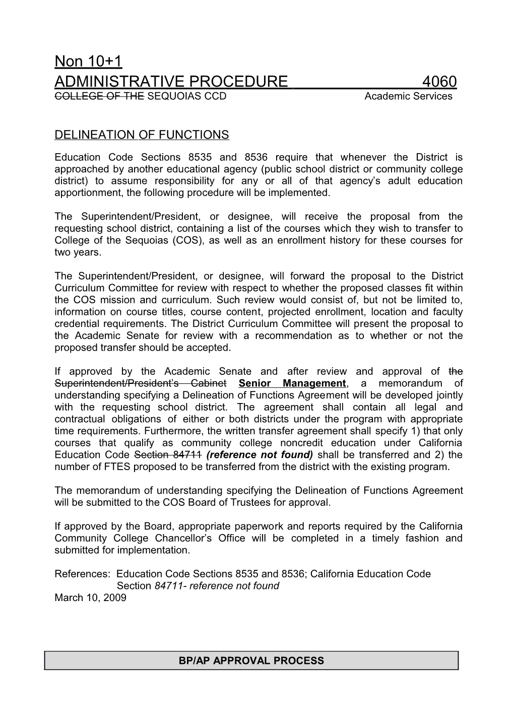 AP 4060 - Delineation of Functions