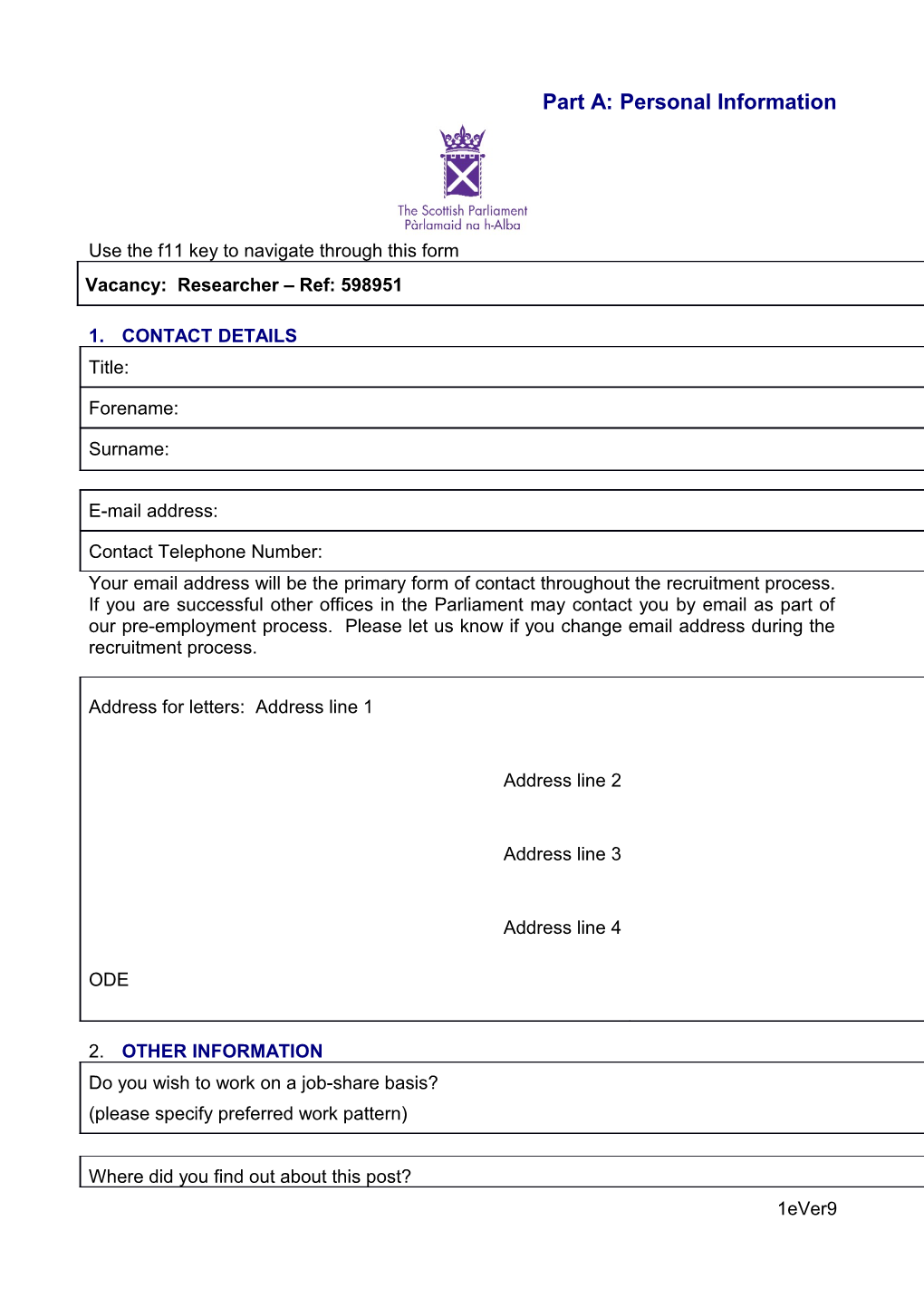 External Application Form