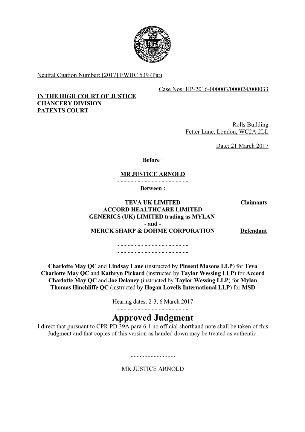 High Court Judgment Template s9