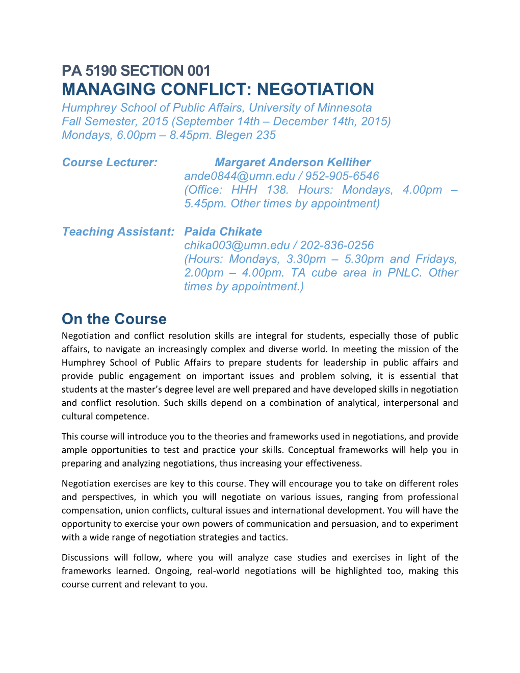 Managing Conflict: Negotiation