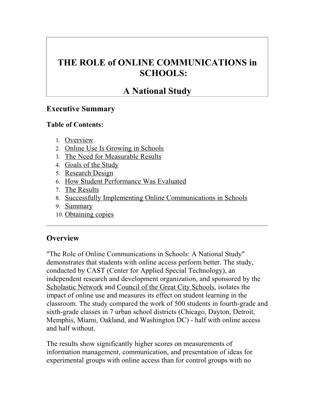 THE ROLE of ONLINE COMMUNICATIONS in SCHOOLS