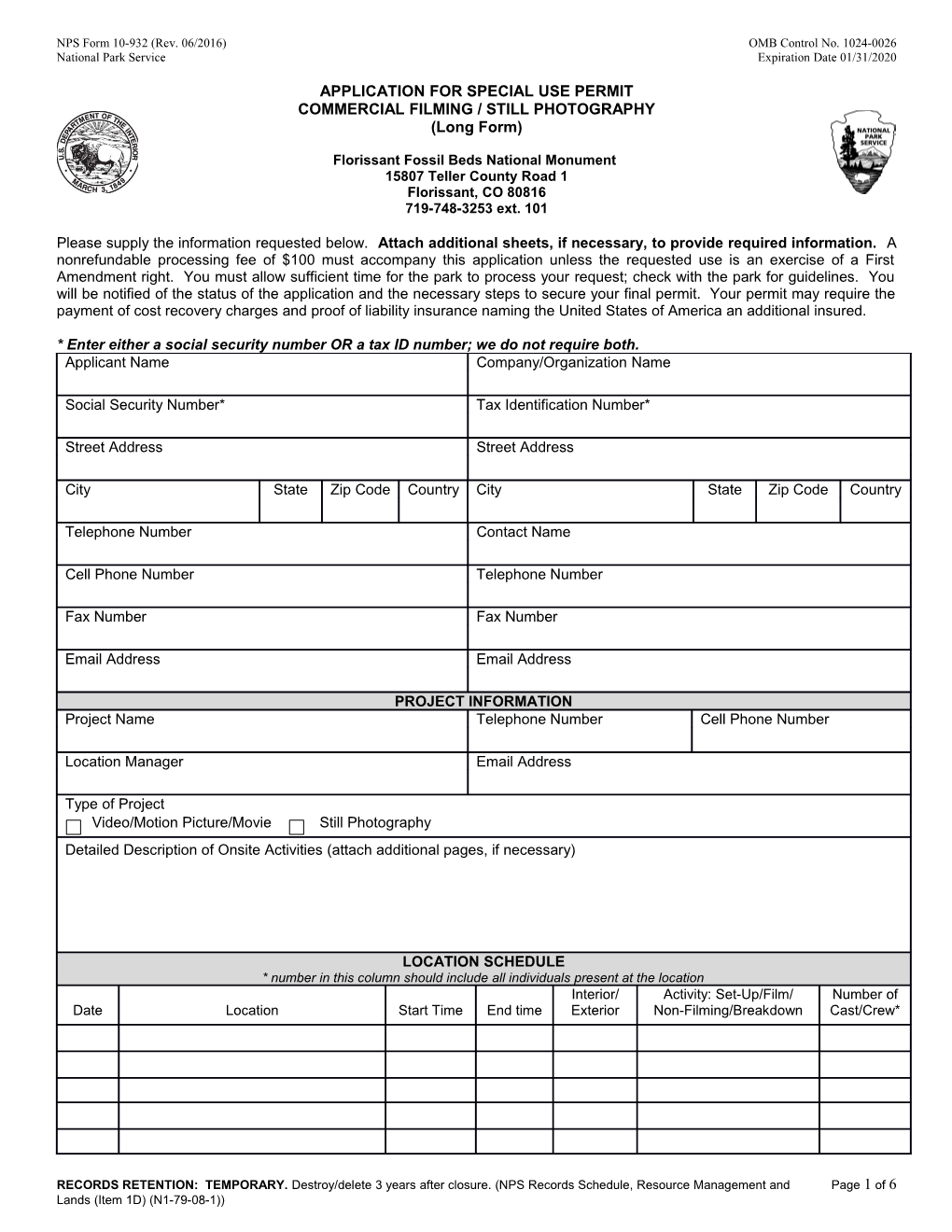 NPS Form 10-932 (Rev. 06/2016) OMB Control No. 1024-0026 s1