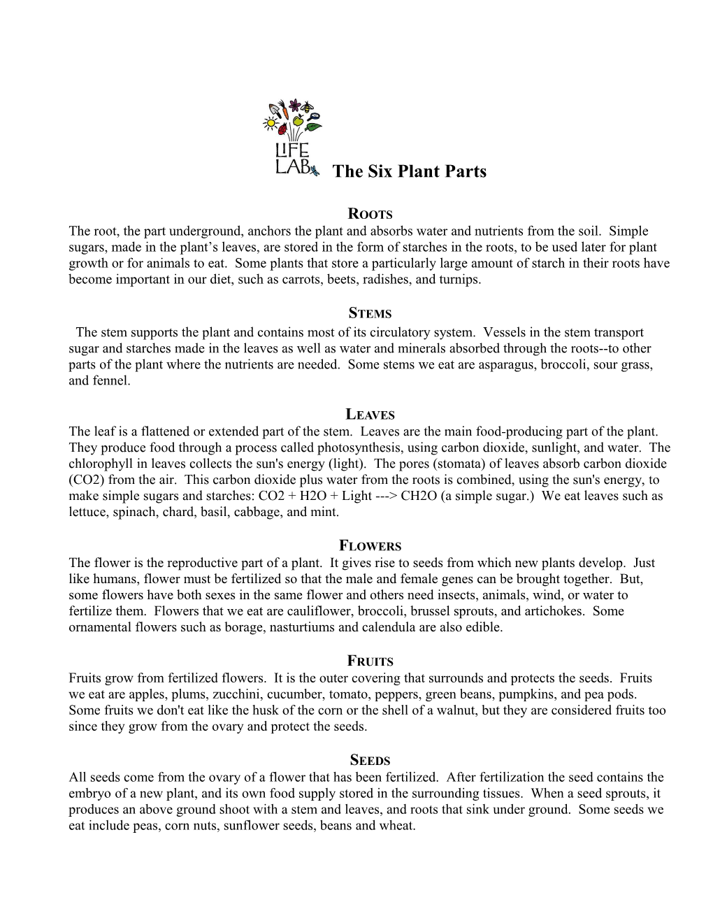 The Six Plant Parts
