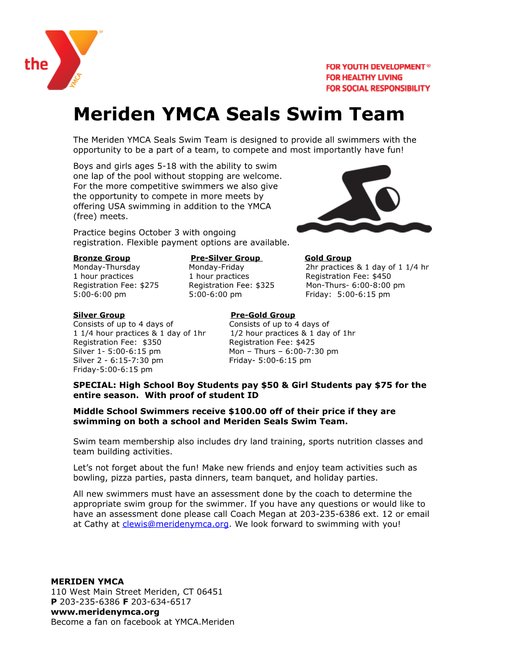 Meriden YMCA Seals Swim Team