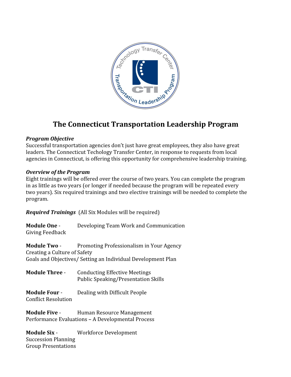 The Connecticut Transportation Leadership Program