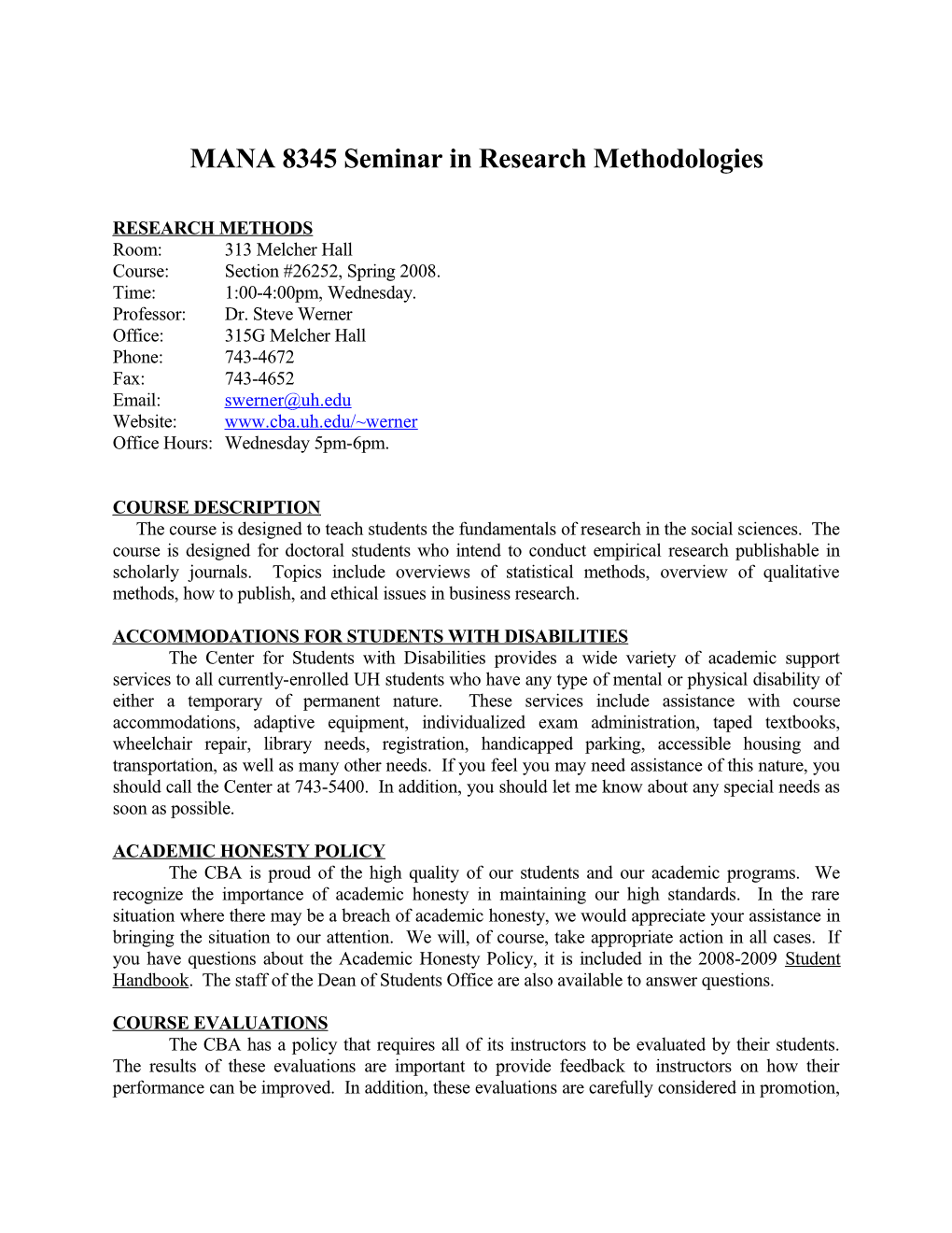 MANA 8345 Seminar in Research Methodologies