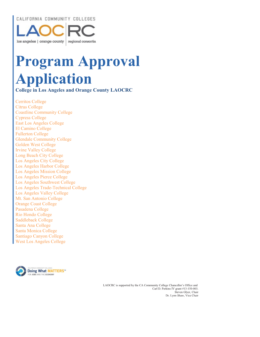 Program Approval Application