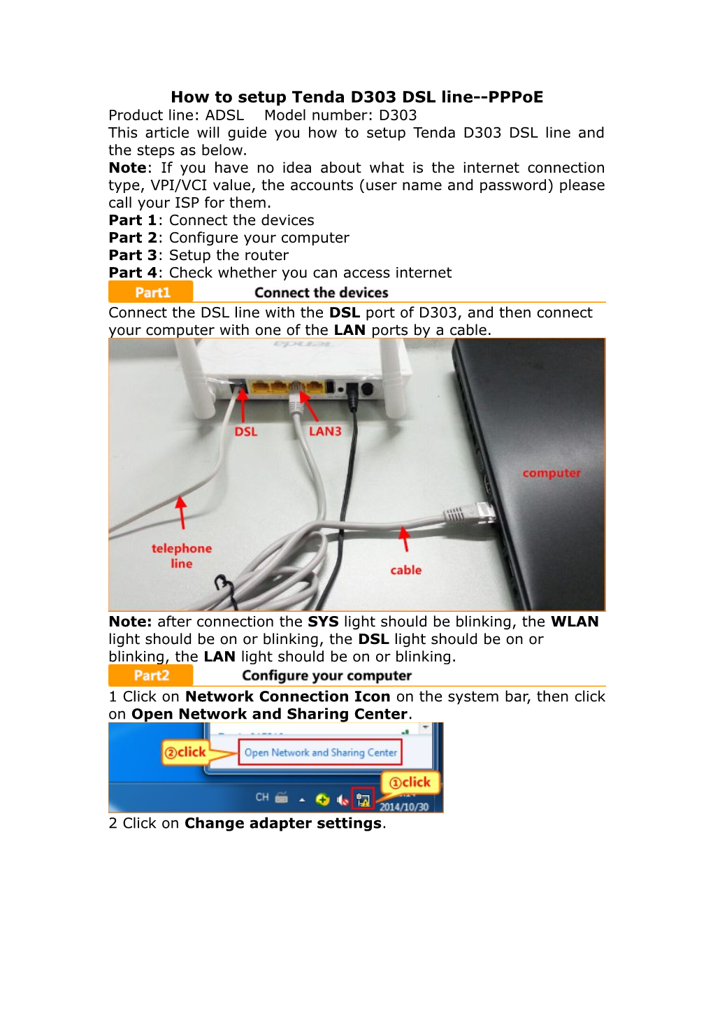 How to Setup Tenda D303 DSL Line Pppoe
