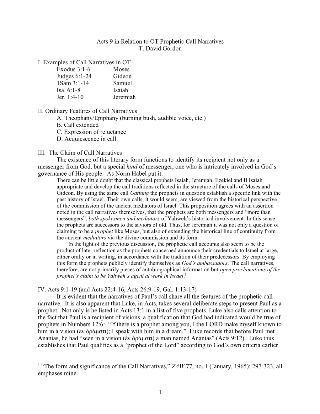 Acts 9 in Relation to OT Prophetic Call Narratives