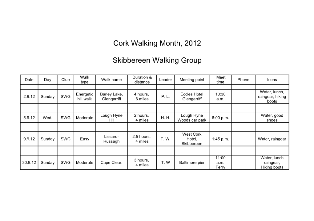 Cork Walking Month, 2012