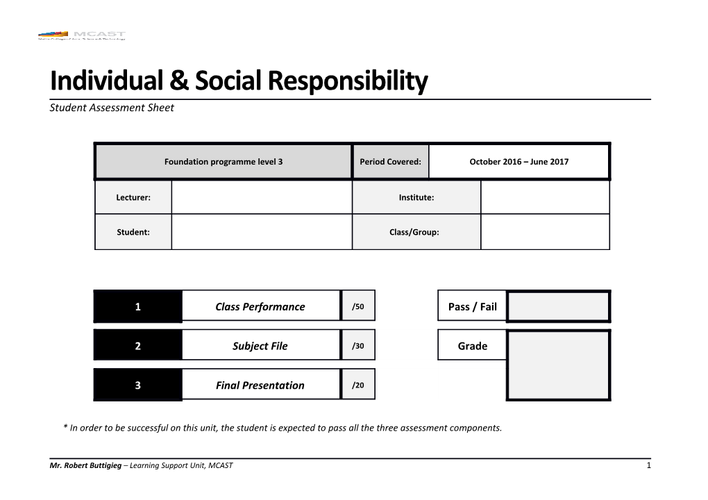 Individual & Social Responsibility