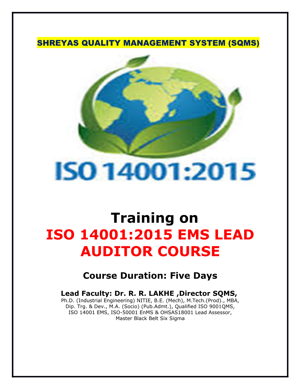 Iso 14001:2015 Ems Lead Auditor Course