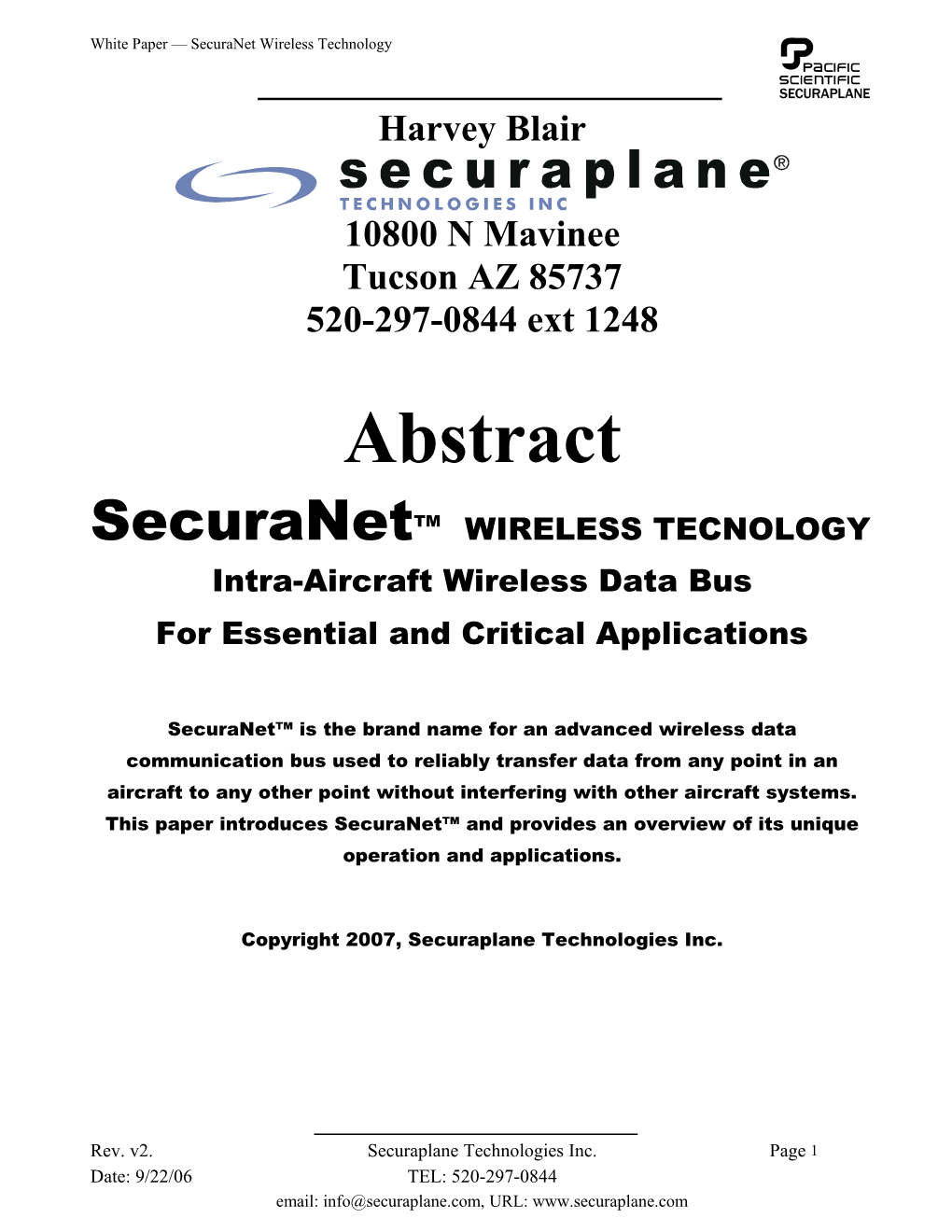 Intra-Aircraft Wireless Data Bus