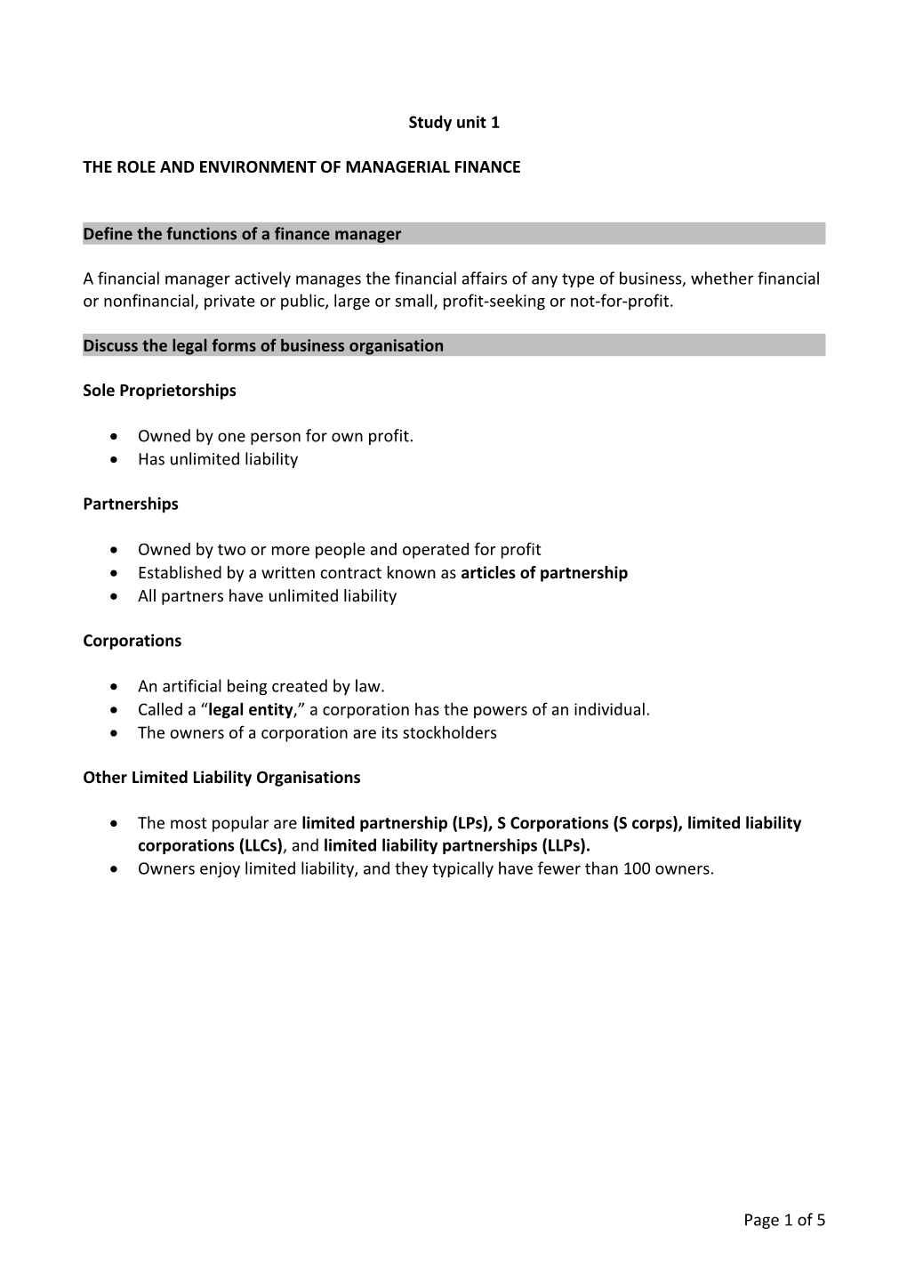 The Role and Environment of Managerialfinance