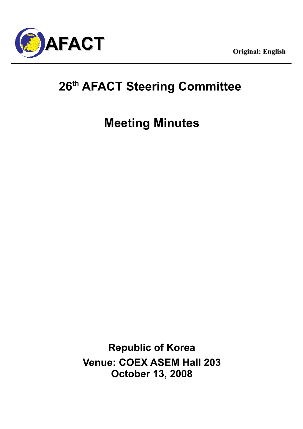 The 26Th AFACT Stc Meeting