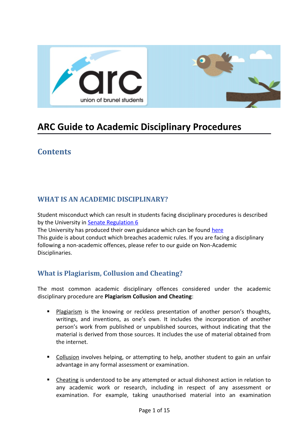 ARC Guide to Academic Disciplinary Procedures