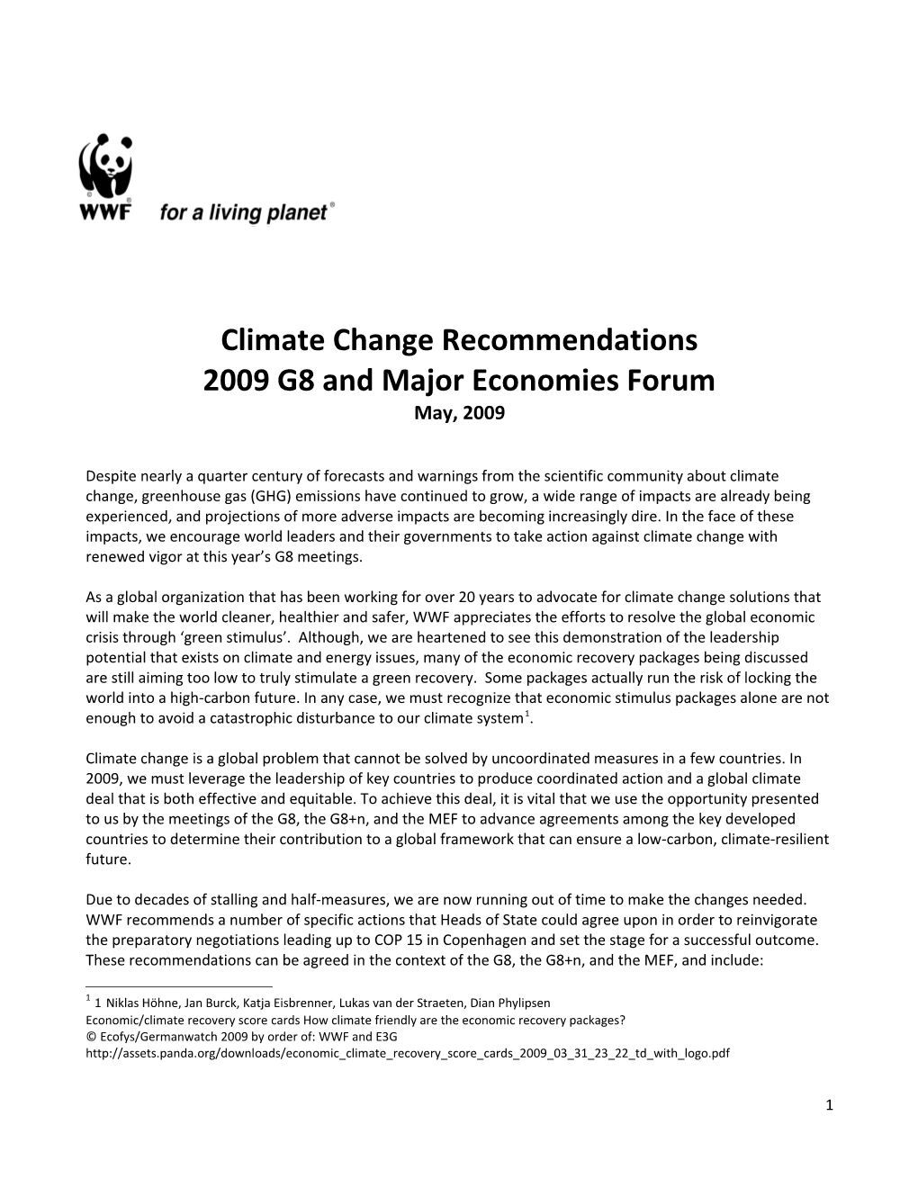 Climate Change Recommendations