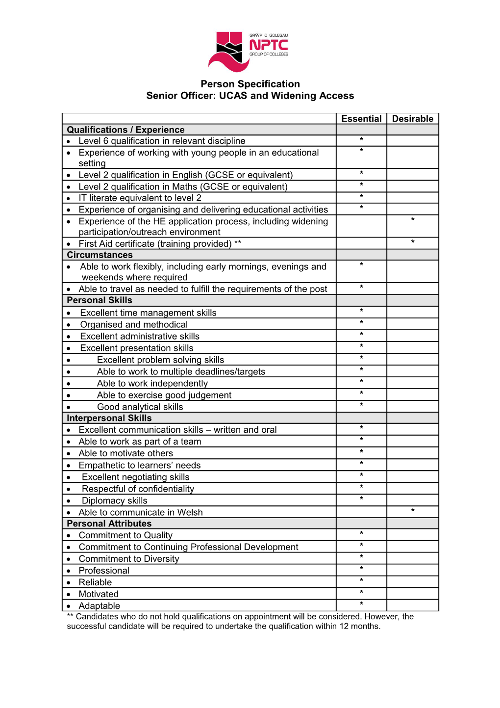 Senior Officer: UCAS and Widening Access