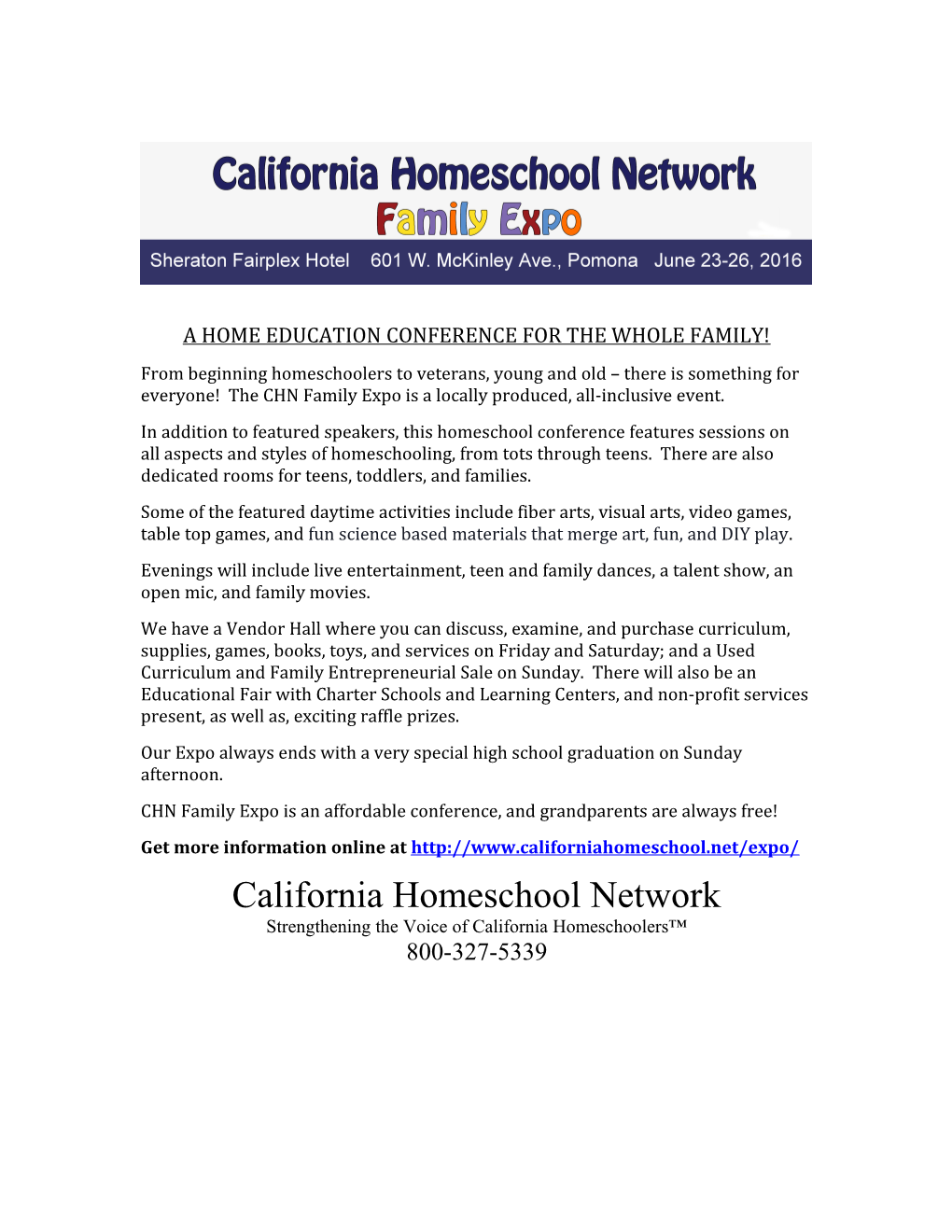 A Home Education Conference for the Whole Family!