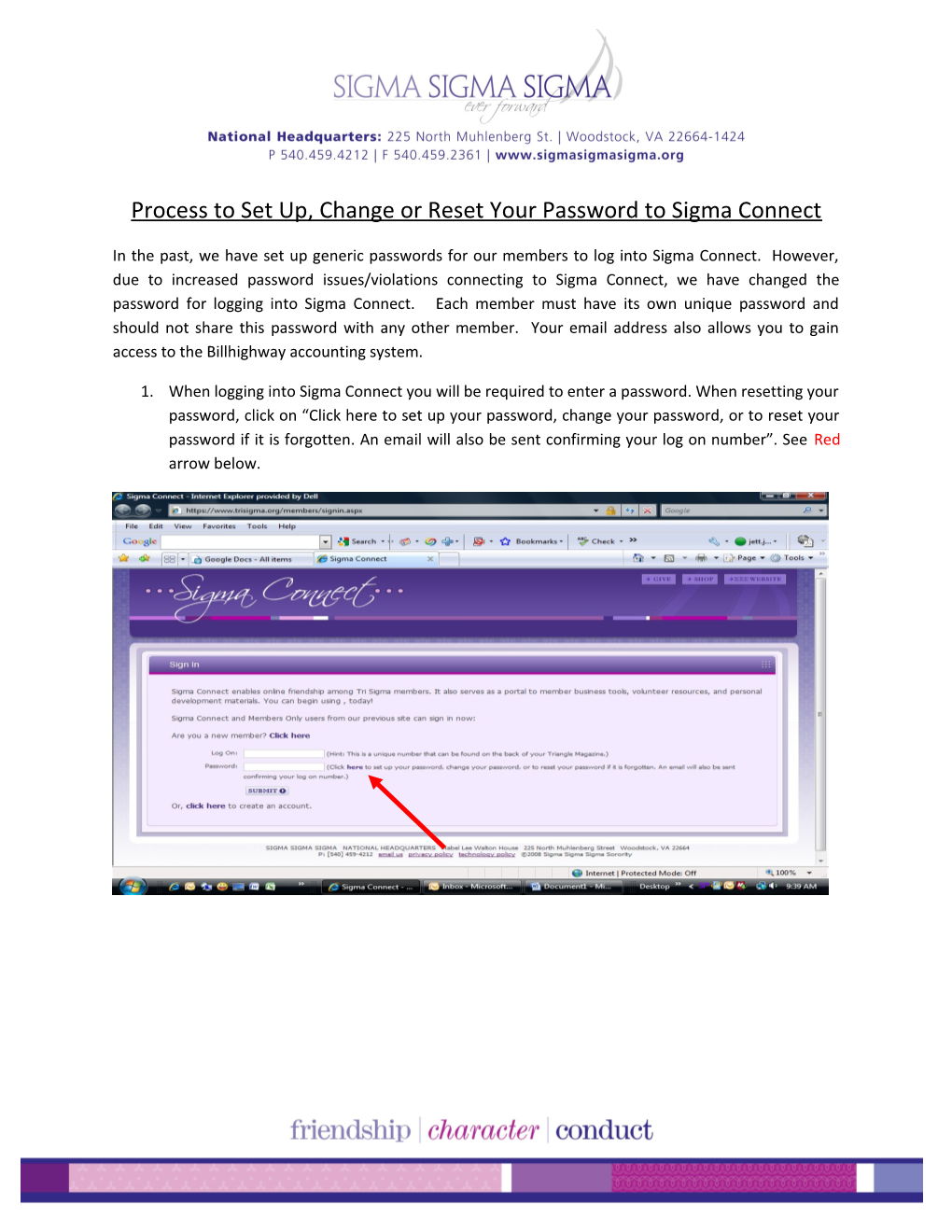 Process to Set Up, Change Or Reset Your Password to Sigma Connect