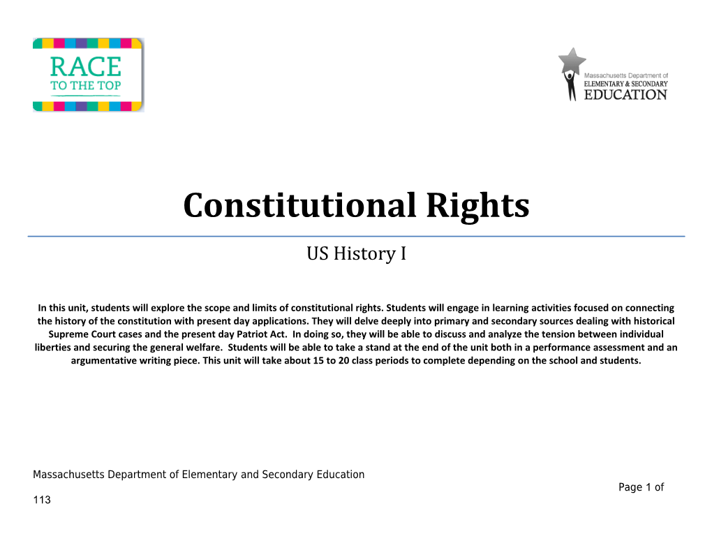 Lesson 1: Introductory Lesson on Constitutional Rights