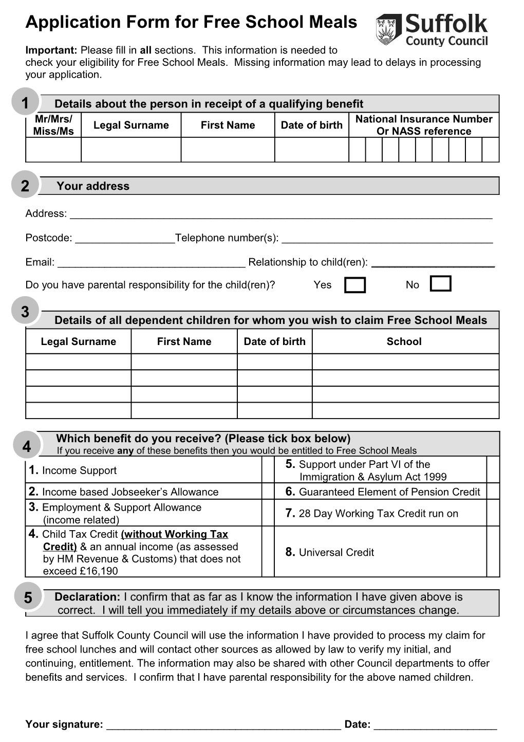 Application Form For s2