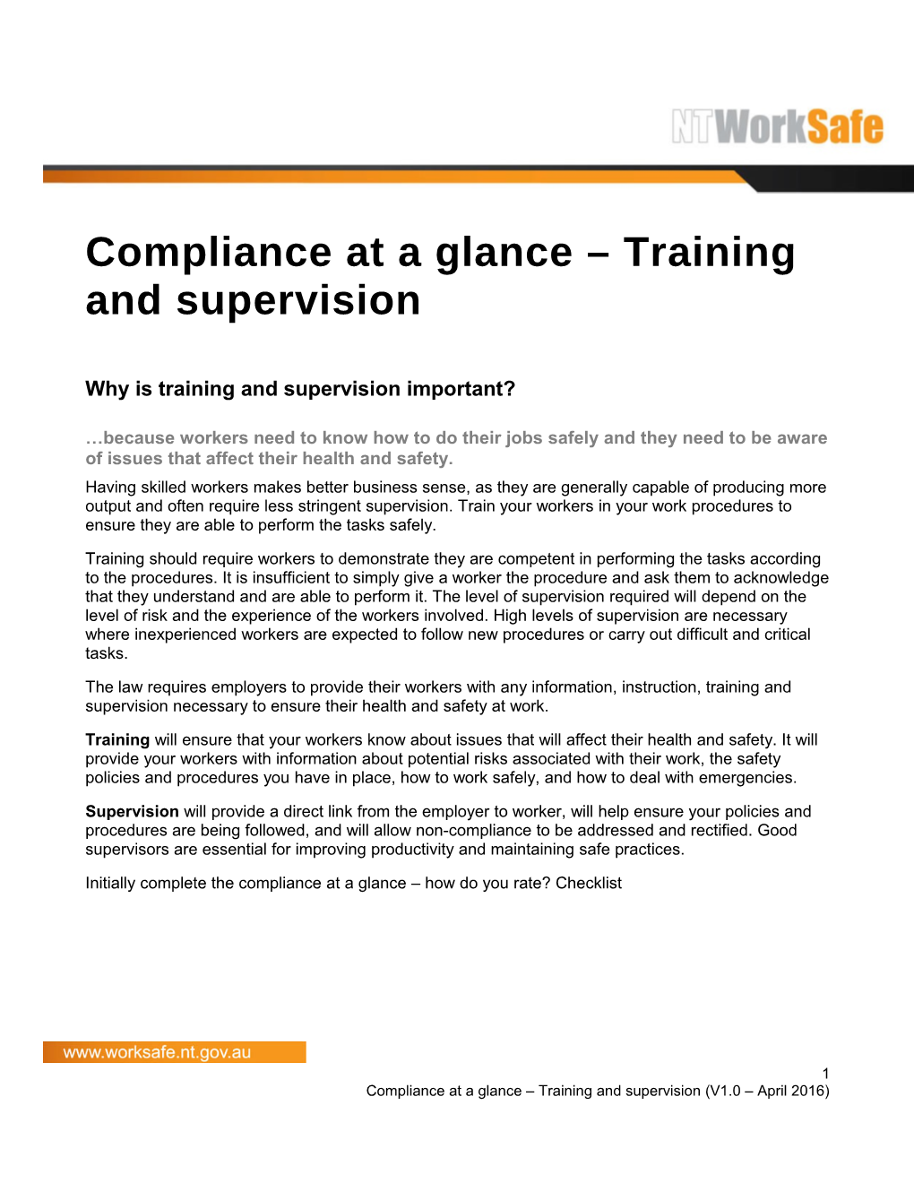 Information 4 - Training and Supervision