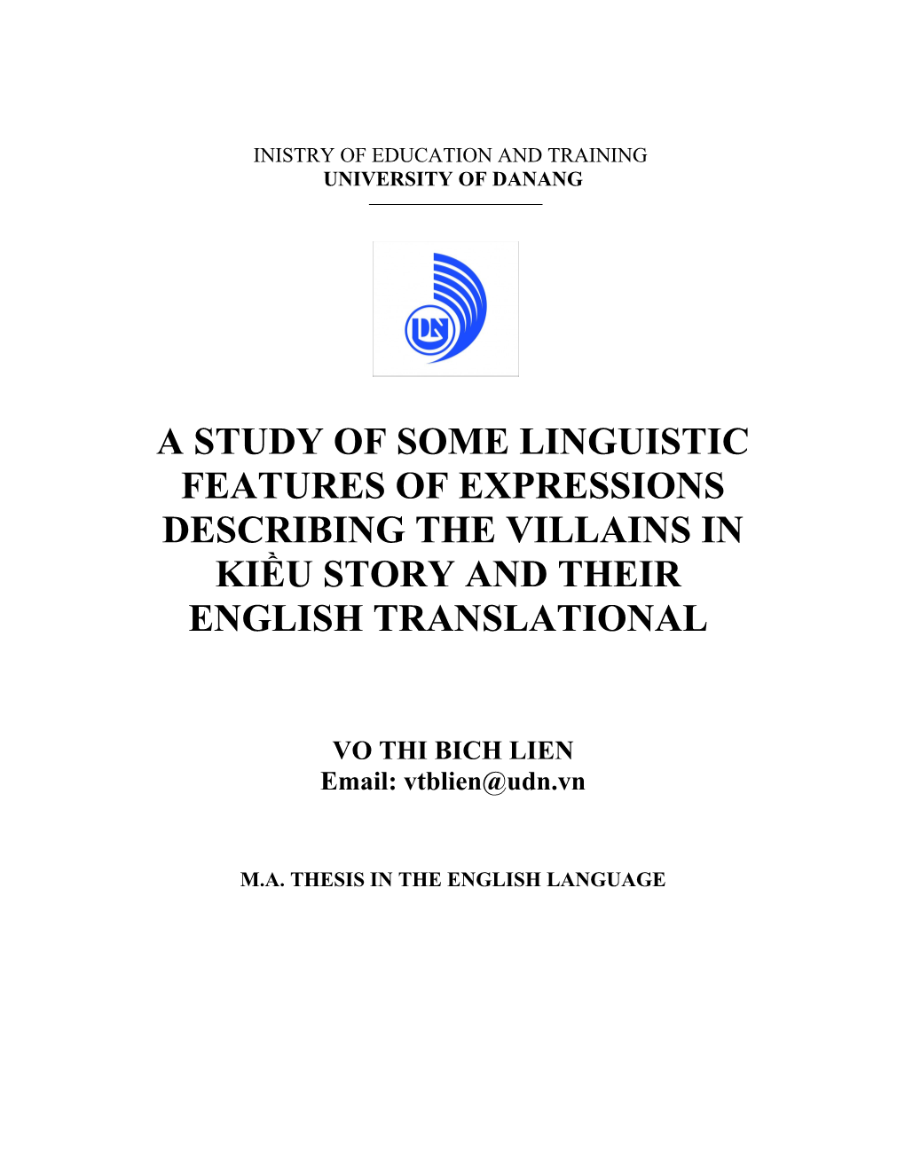 A Study of Some Linguistic Features of Expressions Describing the Villains in Kiều Story
