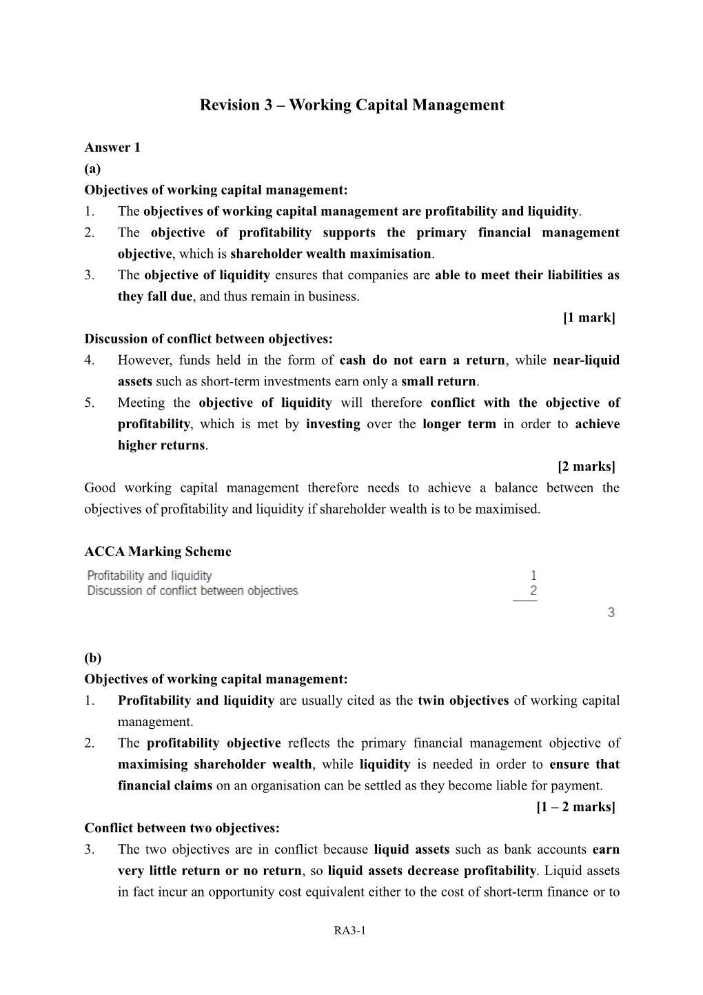 Revision 3 Working Capital Management