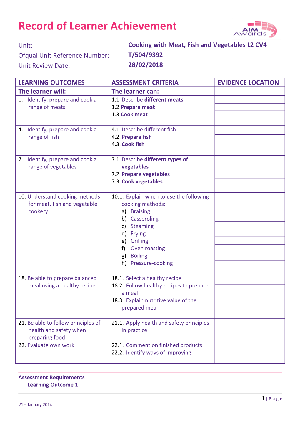 Assessment Requirements