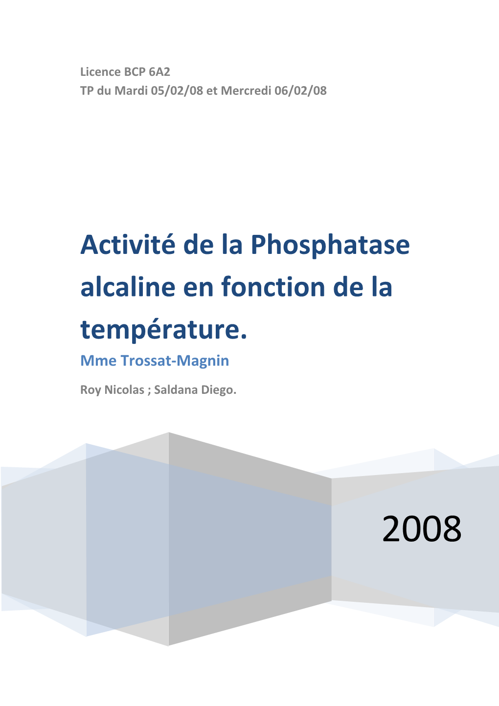 Activité De La Phosphatase Alcaline En Fonction De La Température