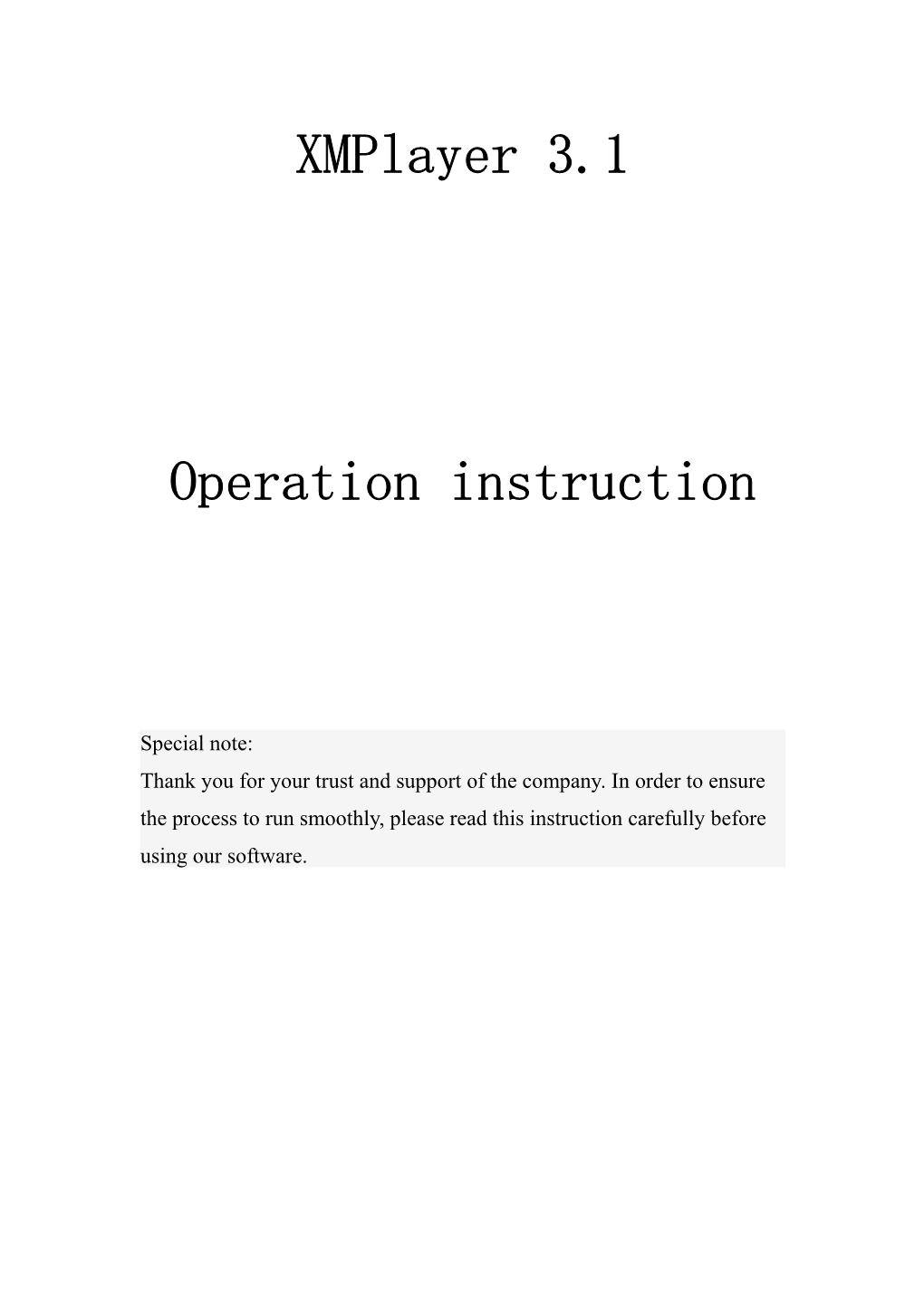 Operation Instruction