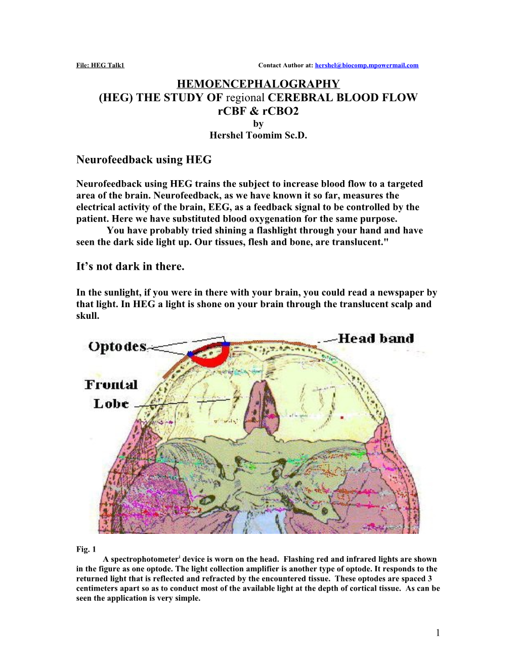 (HEG) the STUDY of Regional CEREBRAL BLOOD FLOW