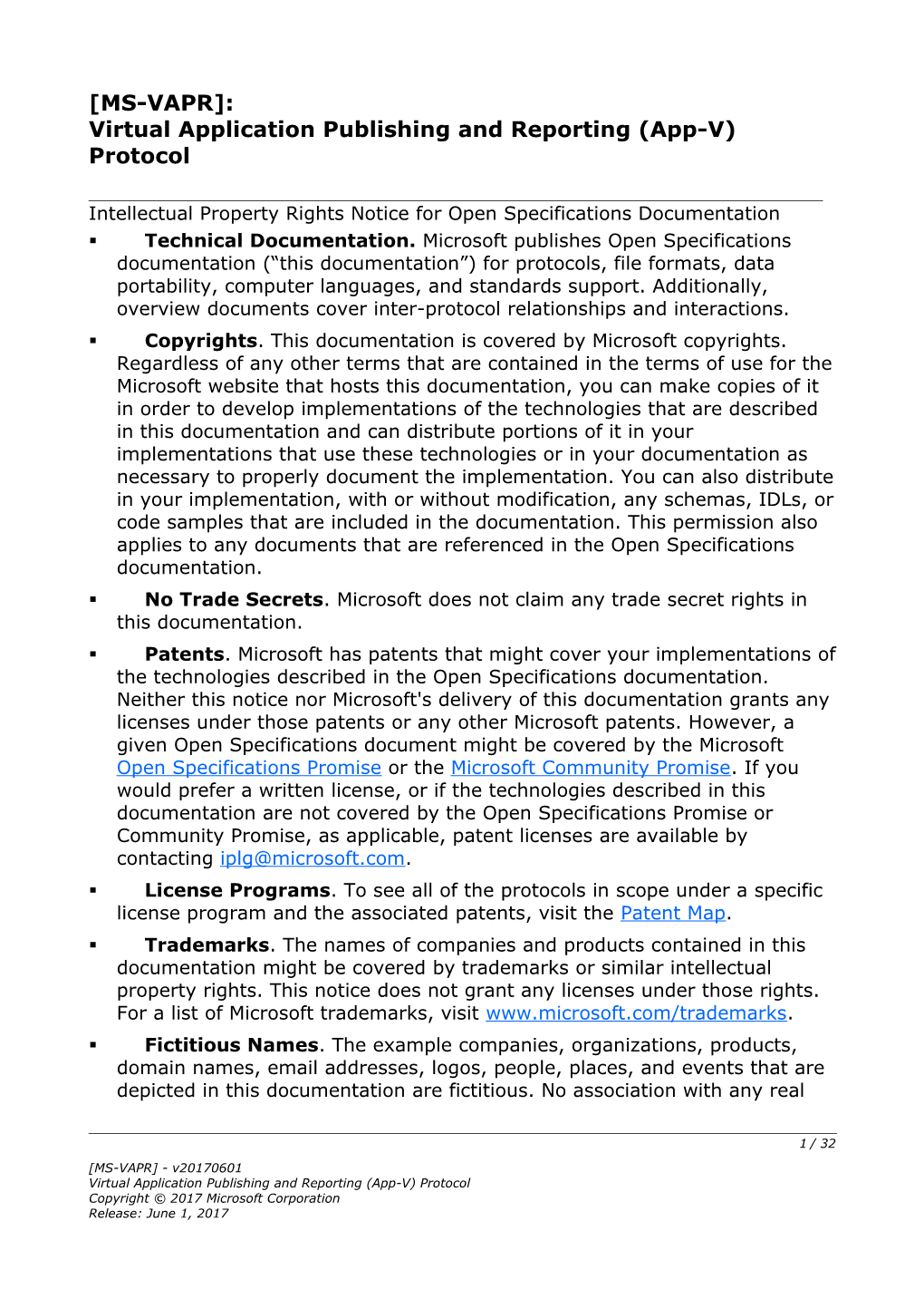 Virtual Application Publishing and Reporting (App-V) Protocol