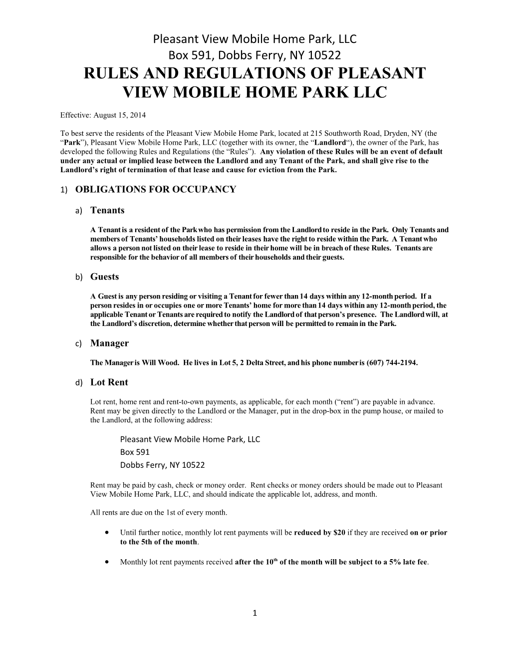 Pleasant View Mobile Home Park, LLC