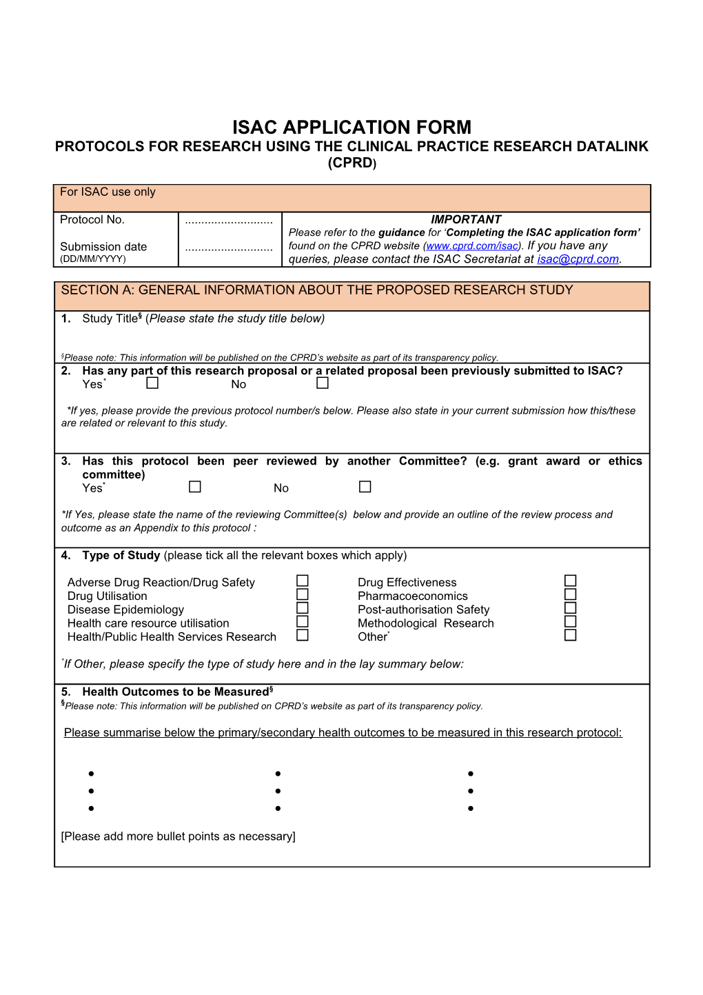 Isac Application Form