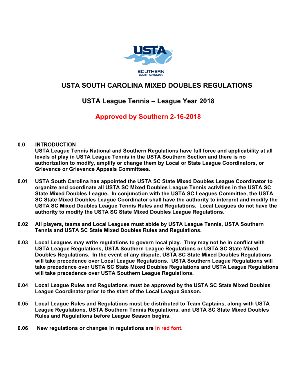 Usta South Carolina Mixed Doubles Regulations