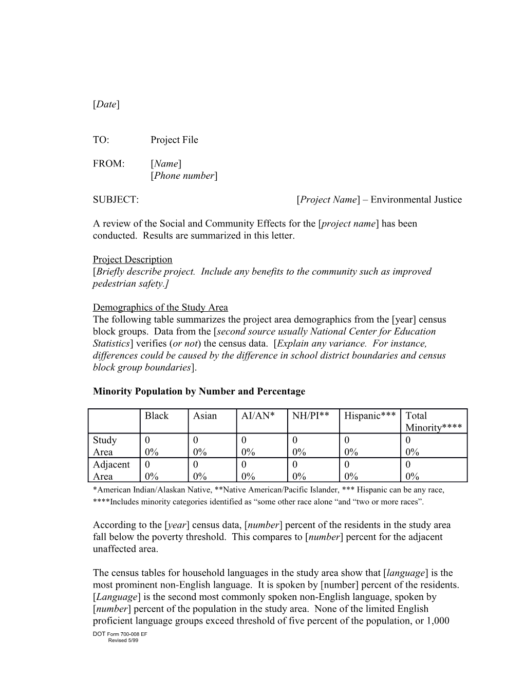 Example Letter To File (Soc Letter To File)