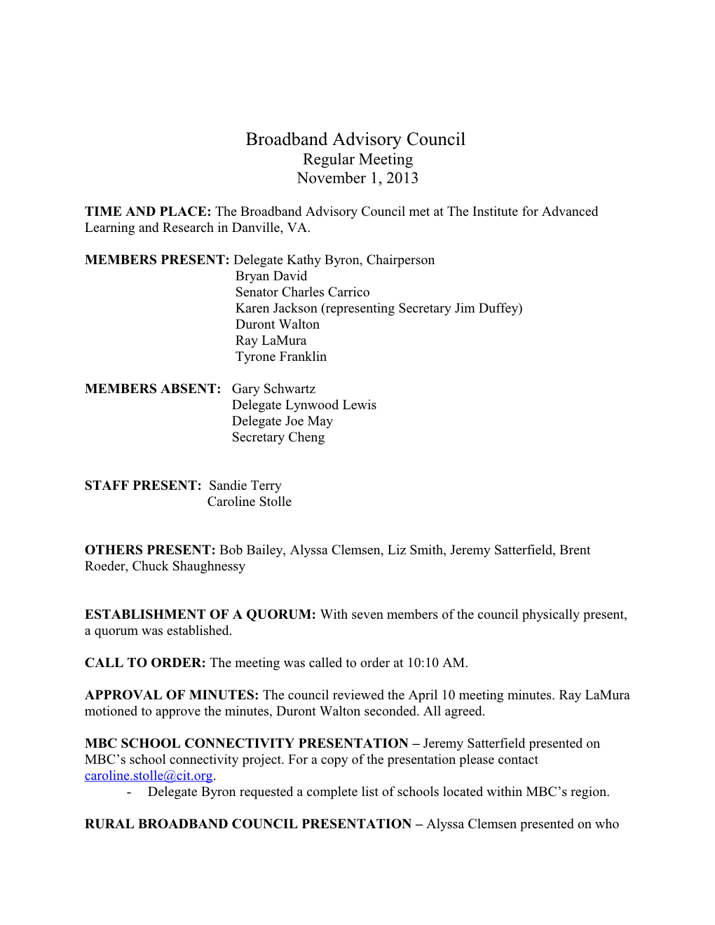Broadband Advisory Council