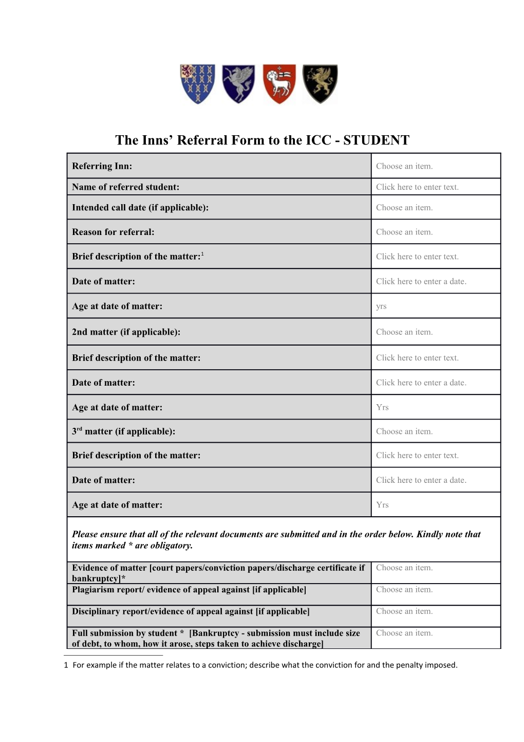 The Inns Referral Form to the ICC - STUDENT