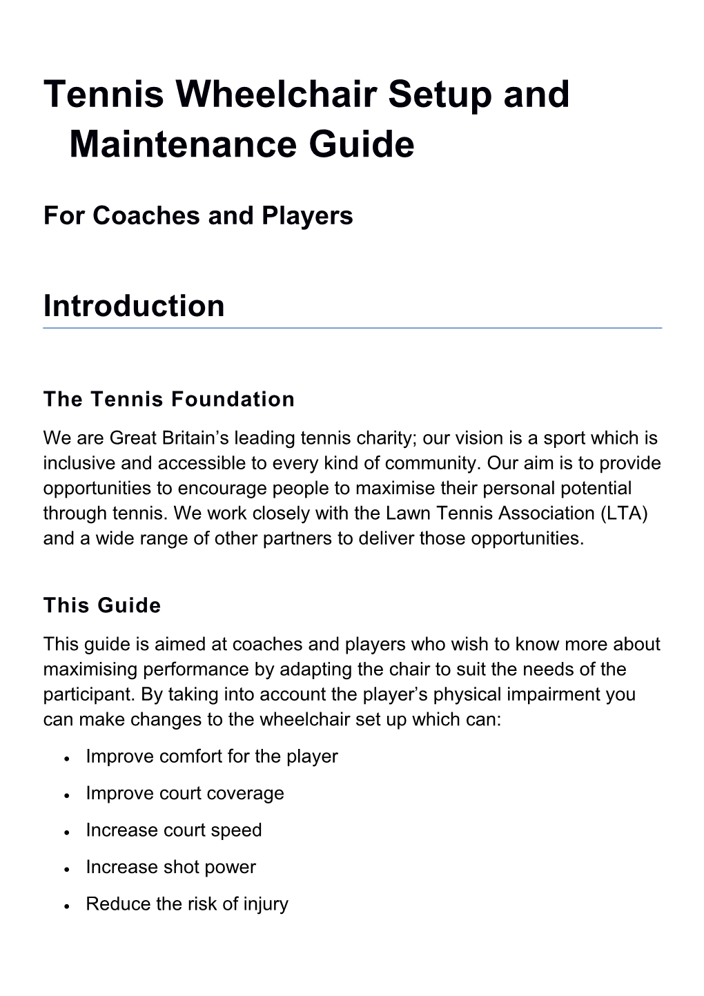 Tennis Wheelchair Setup and Maintenance Guide
