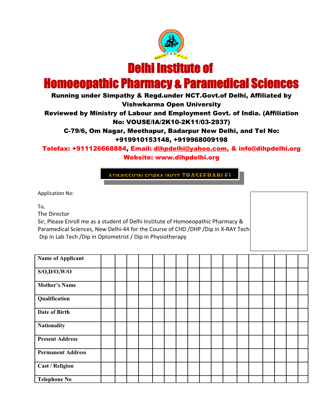 Homoeopathic Pharmacy & Paramedical Sciences